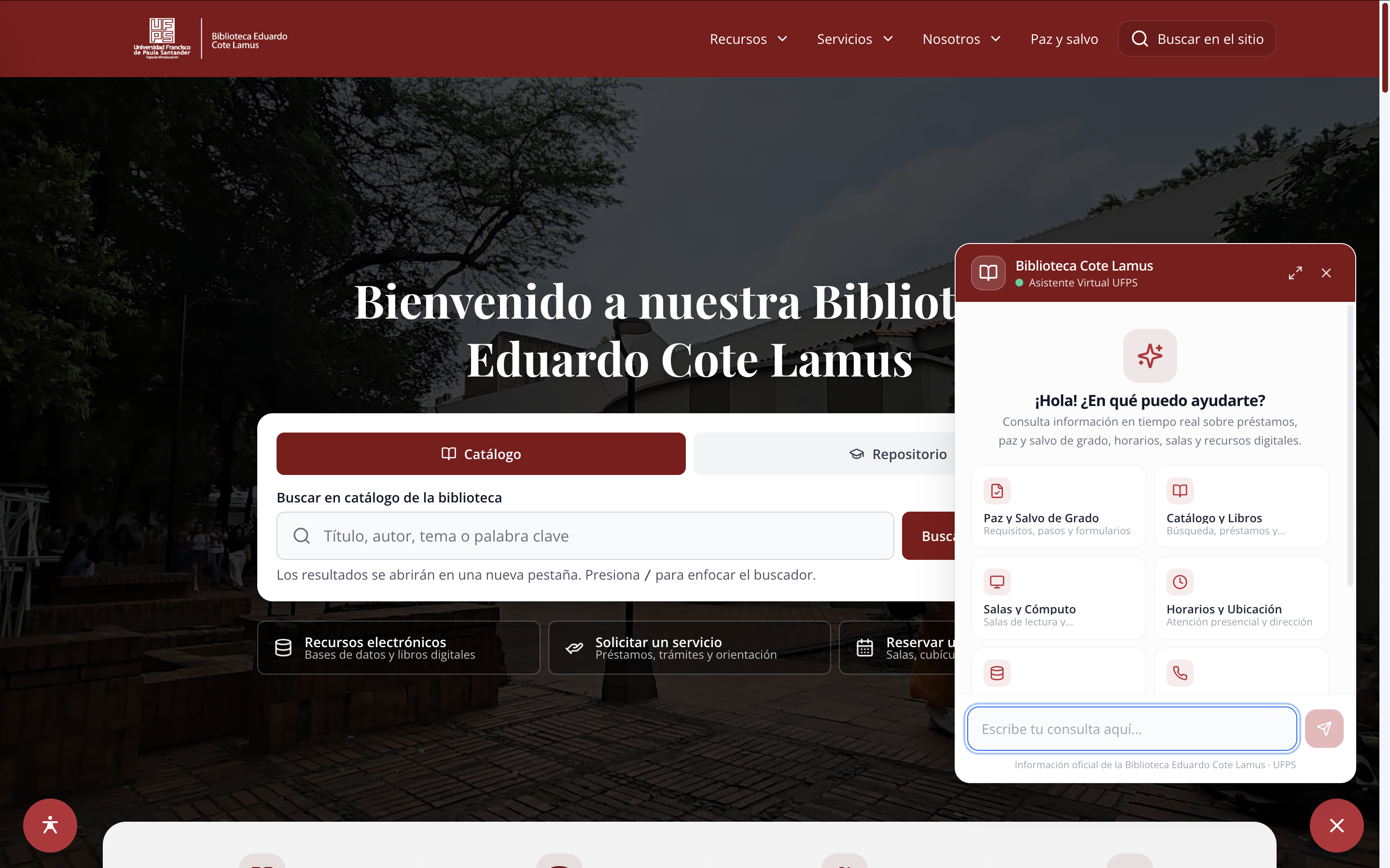 CMS Biblioteca UFPS — captura